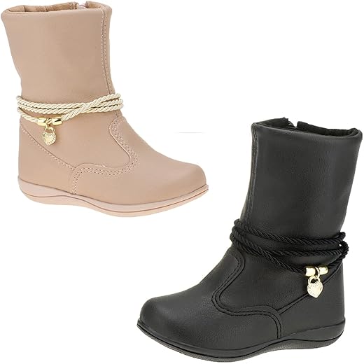 Bota Infantil Feminina Cano Curto Botinha de Menina Inverno Cor: Preto; Tamanho: 25