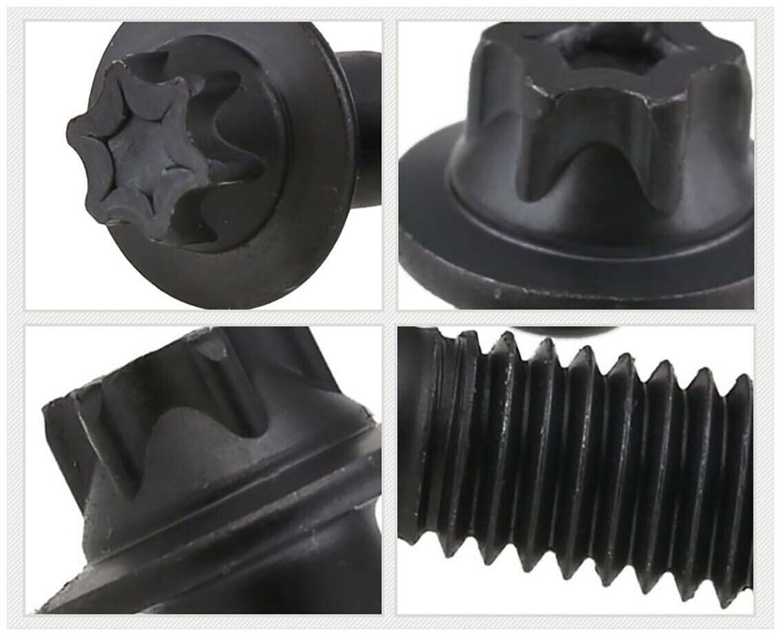 Tornillos autorroscantes de cabeza Torx hexagonal de acero al carbono de grado 12.9, tornillos de cabeza Torx de seis lóbulos hexagonales M5 M6 (50 unidades, M6 x 14)