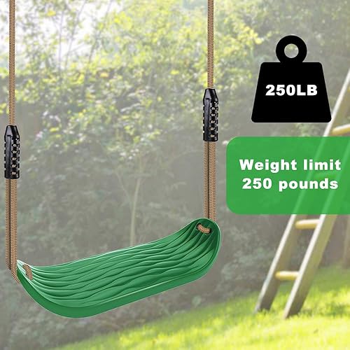 Miniatura 3 de BeneLabel Asiento de columpio antideslizante con cuerda ajustable y mosquetones, accesorios de columpio para patio de recreo resistente, para niños