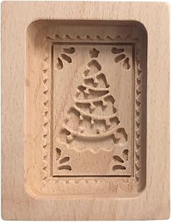 Wooden Cookie Molds, Christmas Tree Carved Cookie Cutter for Baking, Xmas Tree Shape Biscuit Embossing Press Stamps for Easter Thanksgiving Xmas Kitchen DIY and Family Gatherings