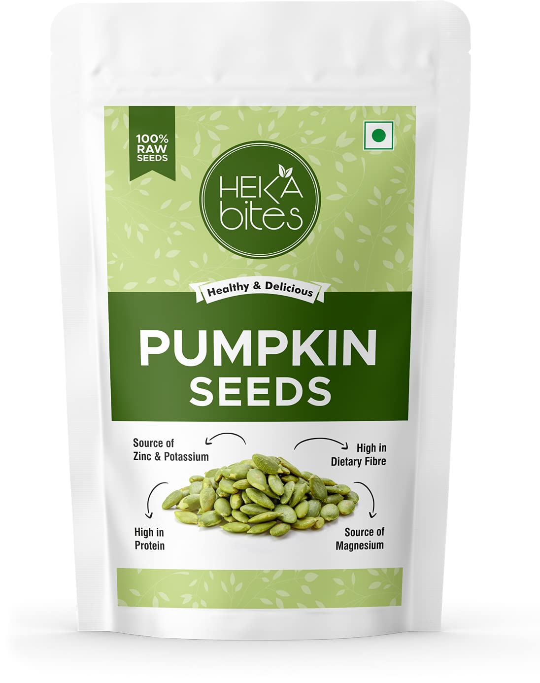 Heka Bites Raw Pumpkin Seeds Protein and Fiber Rich Superfood - 250G (Pack of 1) | Source of Magnesium, Zinc and Potassium | Seeds for Weight Loss | Diet Snacks