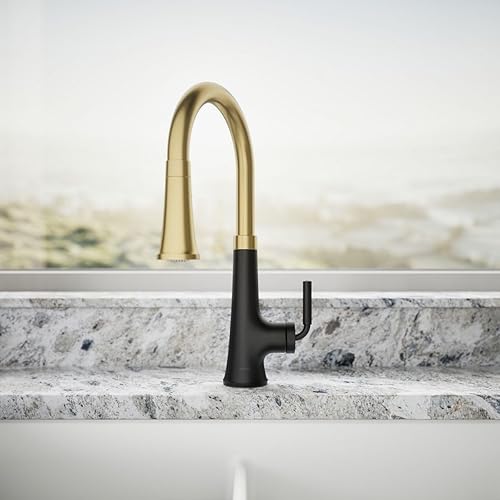 Vista 14 de KOHLER 23765-CBL Tone - Grifo de cocina semiprofesional, negro mate/cromo pulido