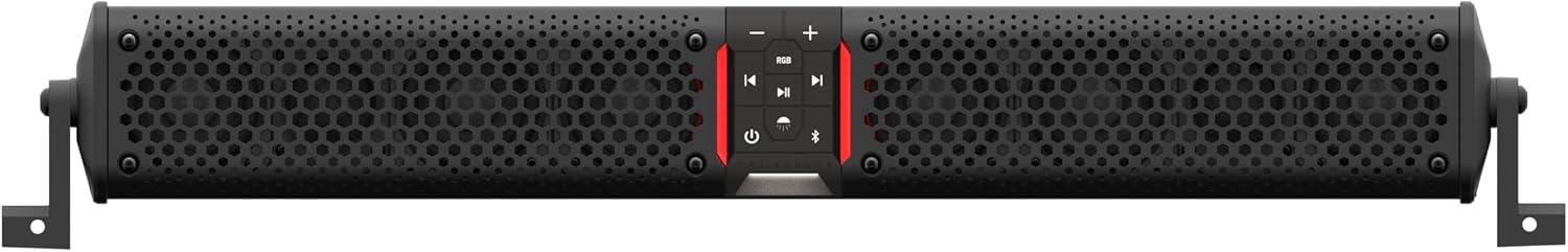 Front view of Wet Sounds STEALTH-XT-8-B soundbar with control panel