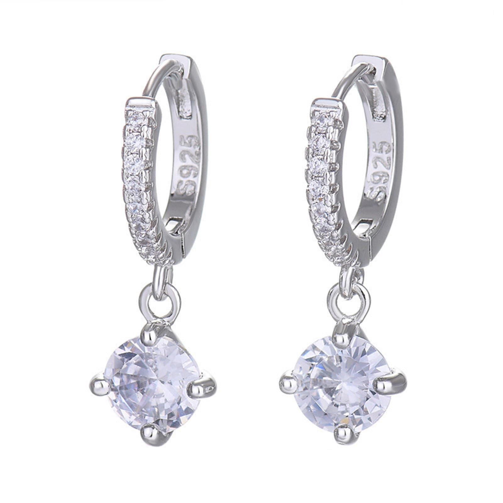 Orecchini argento 925 For Women orecchini argento 925 With Silver Moon Pendant orecchini donna Cubic Zirconia Dangle bianco Gioielli Per Ragazze