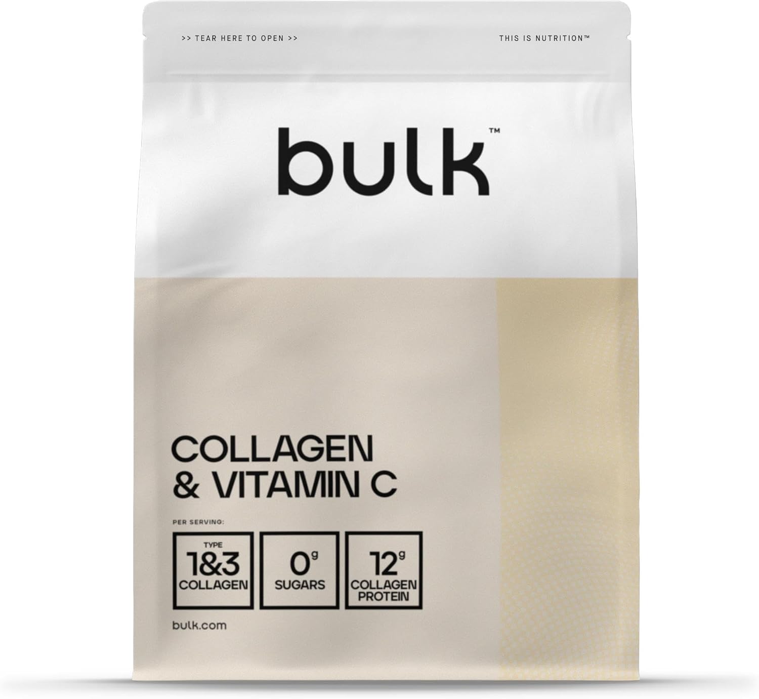 Bulk Collagen & Vitamin C Powder, 12,000mg Per Serving, Hydrolyzed Collagen Peptides, Type 1 & Type 3, Collagen Peptides, Mango, 500g