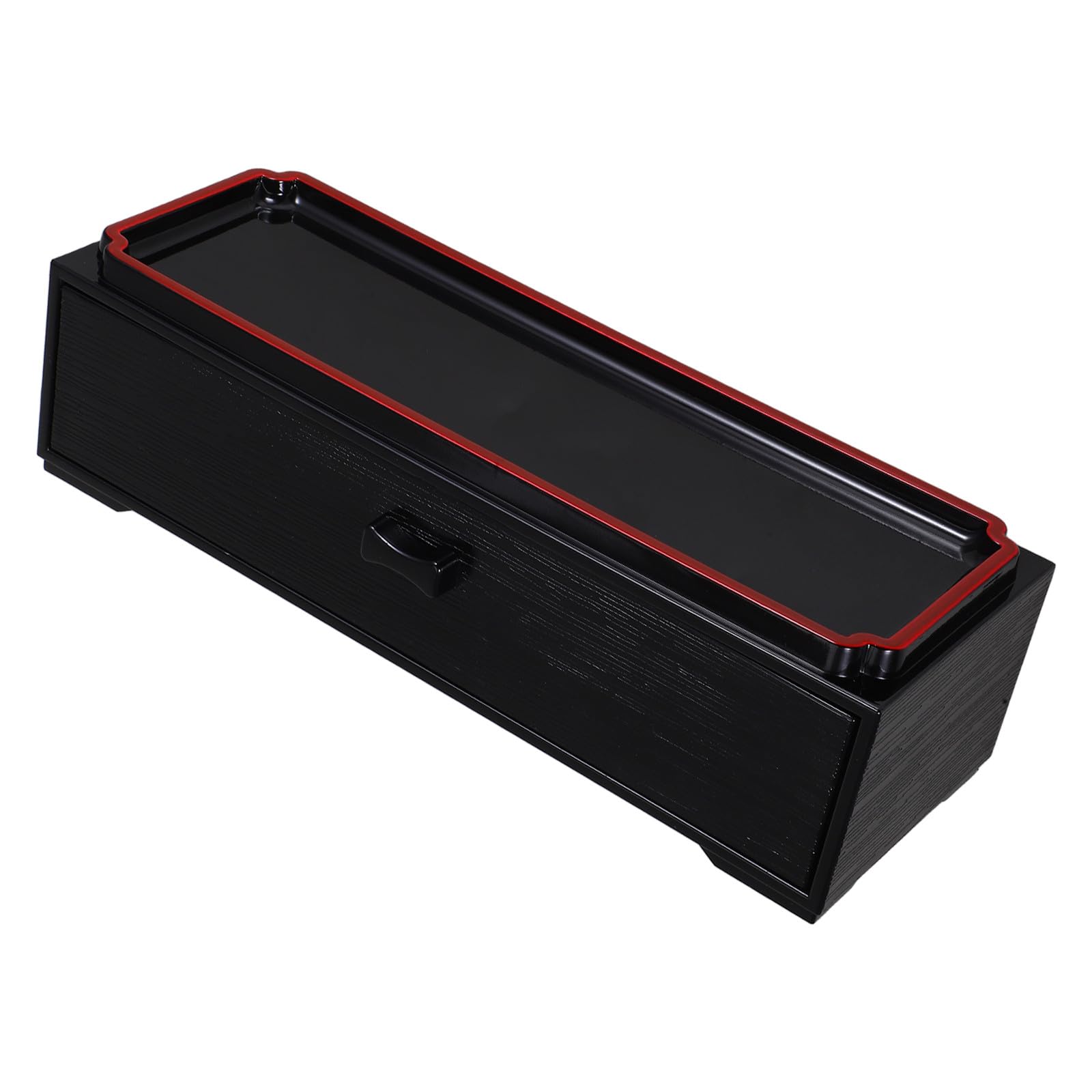 Operitacx Caja Organizadora para Palillos y Cubiertos de Madera Negra Diseño Japonés, Extraíble y Portátil, Contenedor para Almacenamiento Higiénico en Cocina, 1 Unidad