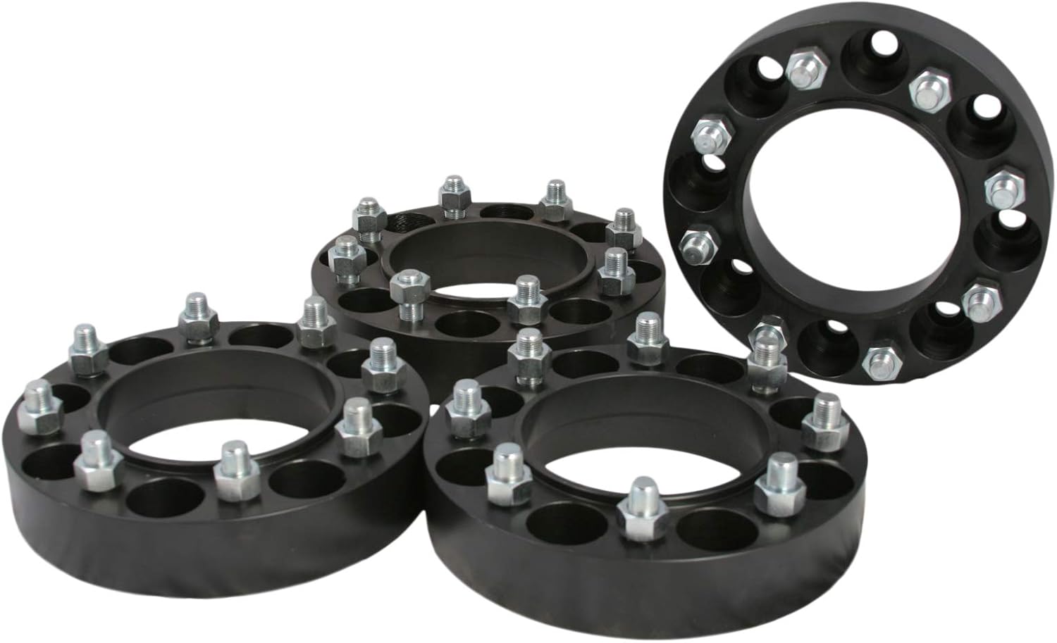 RockTrix 4pcs 2 inch Skid Steer 8Lug Wheel Spacers Adapters - 8x8 Bolt Pattern - 9/16x18 Studs Nuts - Compatible with Bobcat Case CAT John Deere New Holland