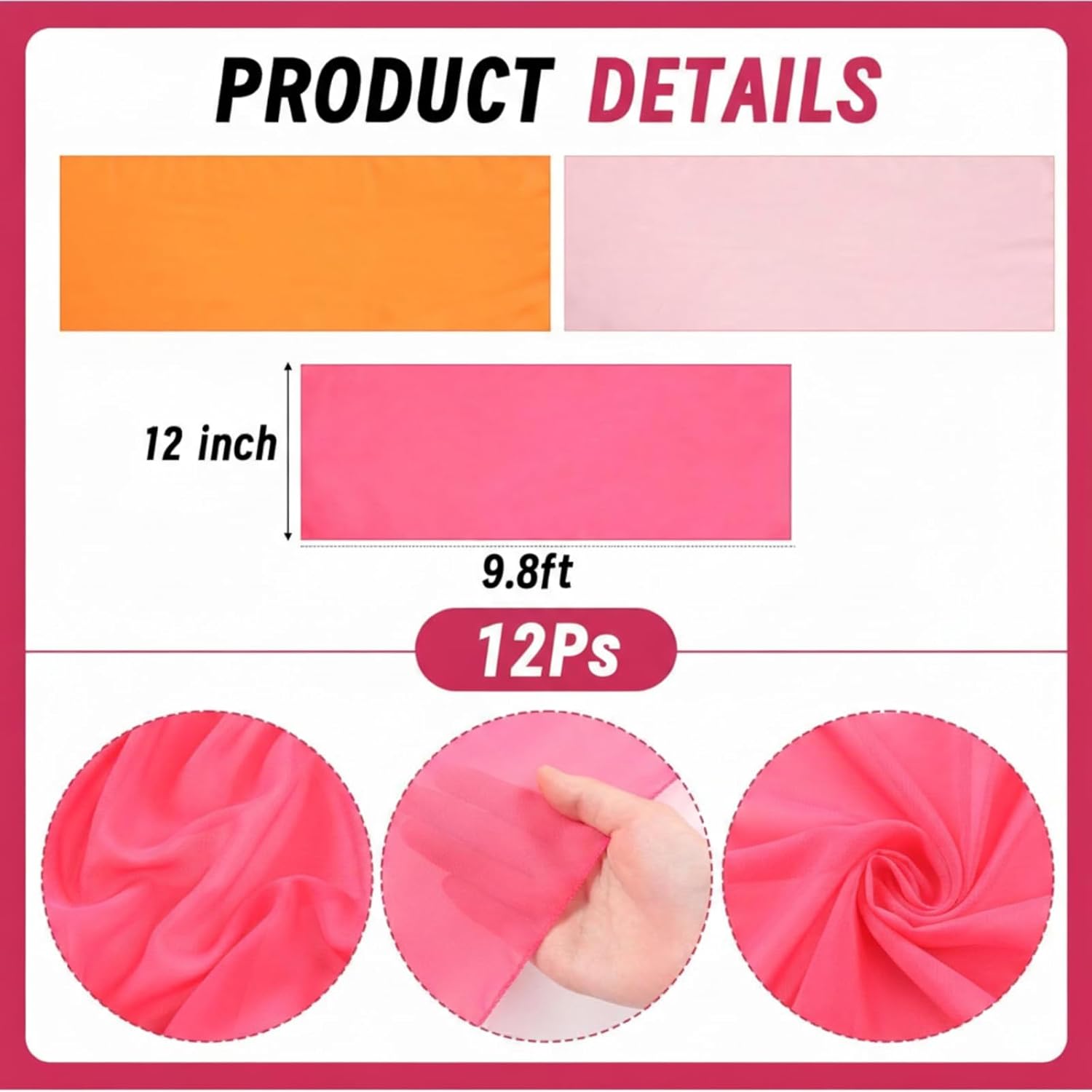 Boao 12 Pcs Red Pink Orange Party Decorations Table Runner Cloth 10ft Boho Sheer Rustic Fabric for Fall Wedding Birthday Party Baby Bridal Shower Graduation Tequila Dawn Sunset Decor
