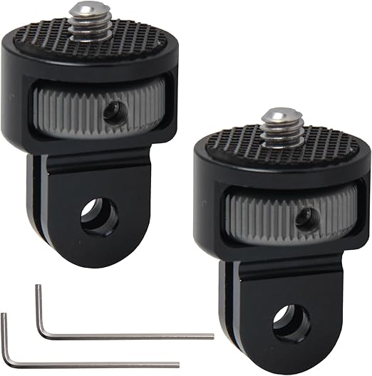 2 Pcs Camera Mount Adapter 360° Adjustment Aluminum 1/4 Tripod Adapter camera mount Camera Mount Accessories Tripod adapter mount Compatible with GoPro, Xiaomi, SJ4000 and Action Cameras