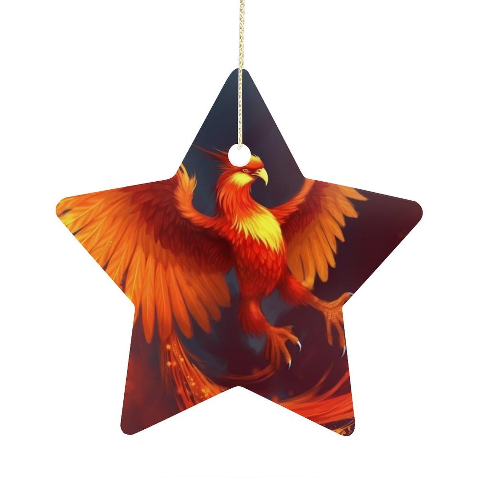 2024 Christmas Ceramic Star Ornament for Christmas Tree Winter Holiday Keepsake Gift Xmas Gift Ornament 2.7" Christmas Tree Hanging Decorations Orange