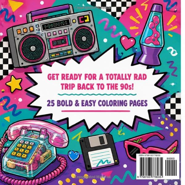 A Bold and Easy 90s Coloring Book for Kids image 3