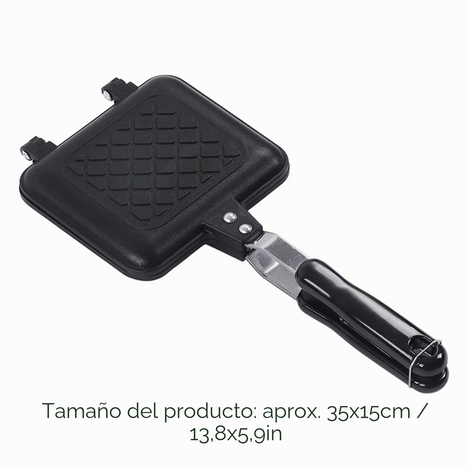 Sartén Doble Cara Antiadherente para Sándwiches y Huevos de Aluminio Negro 580g Compatible con Gas