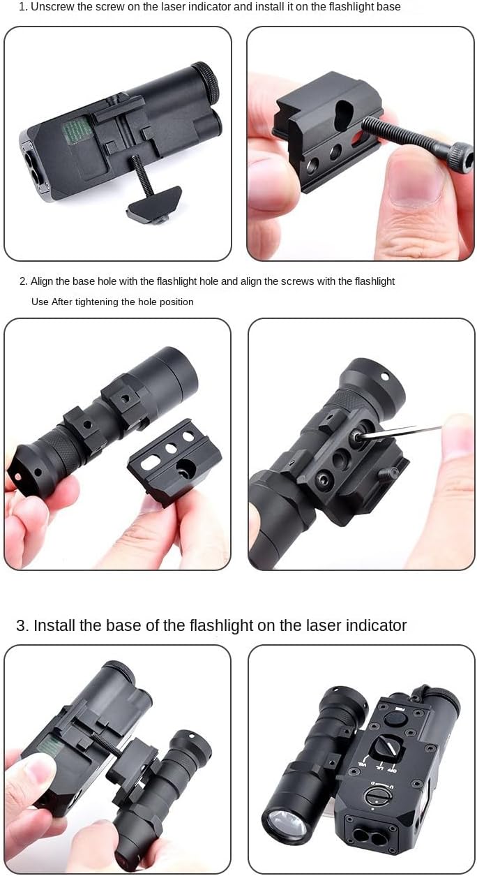 Metal CQL-1 Aiming Laser Indicator Sight, Laser Sights Box,with IR Laser + Red/Green/Blue Laser,with Remote Pressure Switch & M300/M600 Series Flashlight Base Mount,Fit 20mm Rail，Black