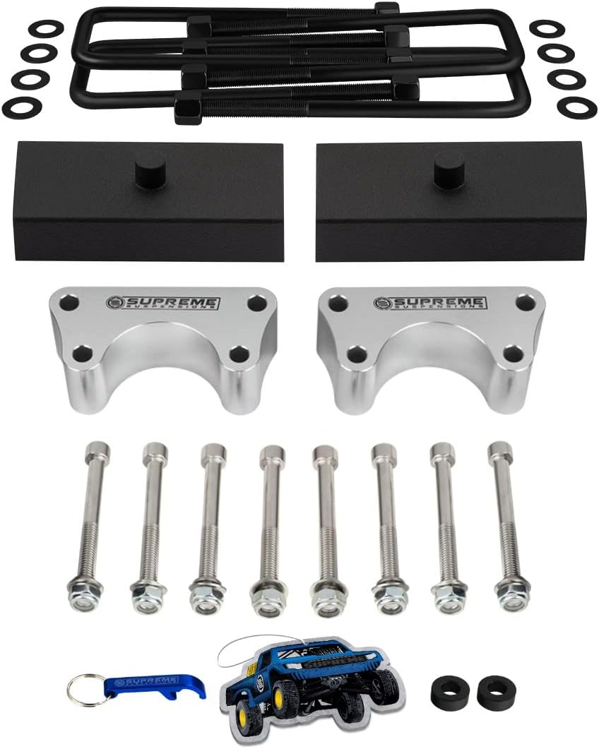 Supreme Suspensions - 3" Front + 1" Rear Lift Kit for 1986-1998 Toyota IFS Pickup / T100 2WD - Front Ball Joint Spacers and Rear Lift Blocks Suspension Lift Kit