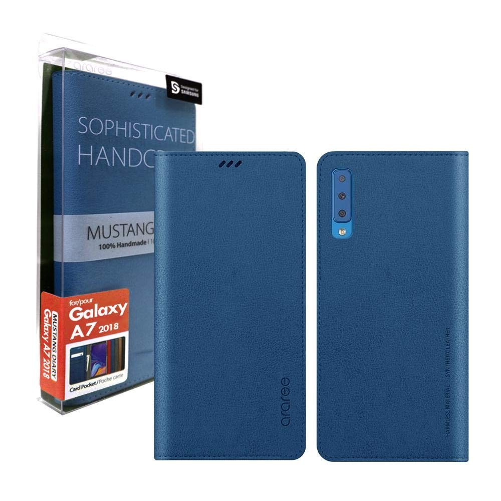 Samsung Galaxy A7 (2018) Araree Mustang Diary Series Flip Wallet Leather Case Cover - Ash Blue