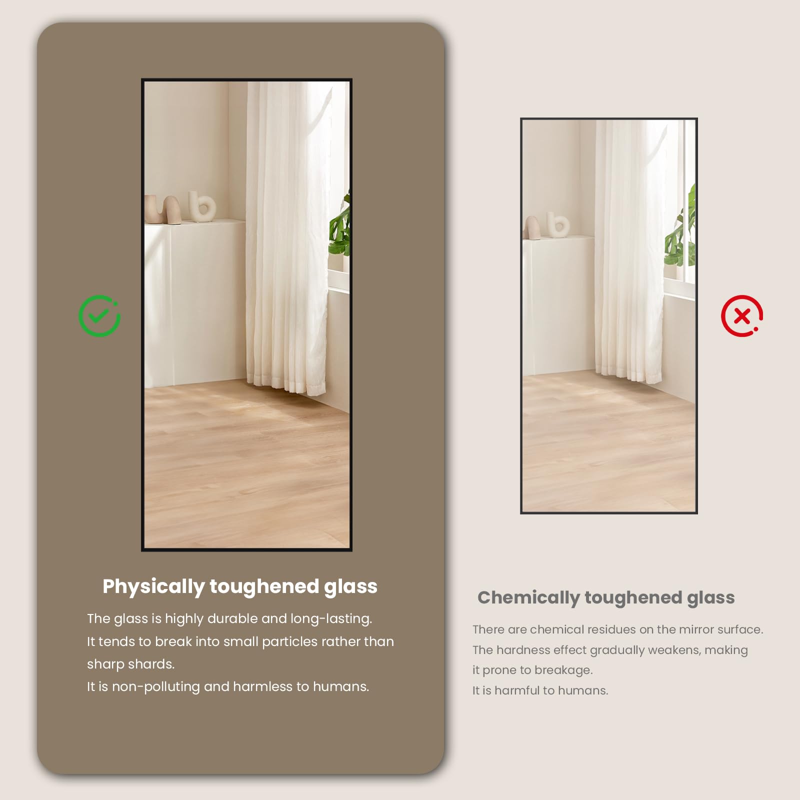 Ganzkörperspiegel, 171 x 76 cm Spiegel groß, Rahmen aus Aluminiumlegierung, Hartglas, Rechteckiger Standspiegel für Schlafzimmer, Wohnzimmer, Ankleidezimmer