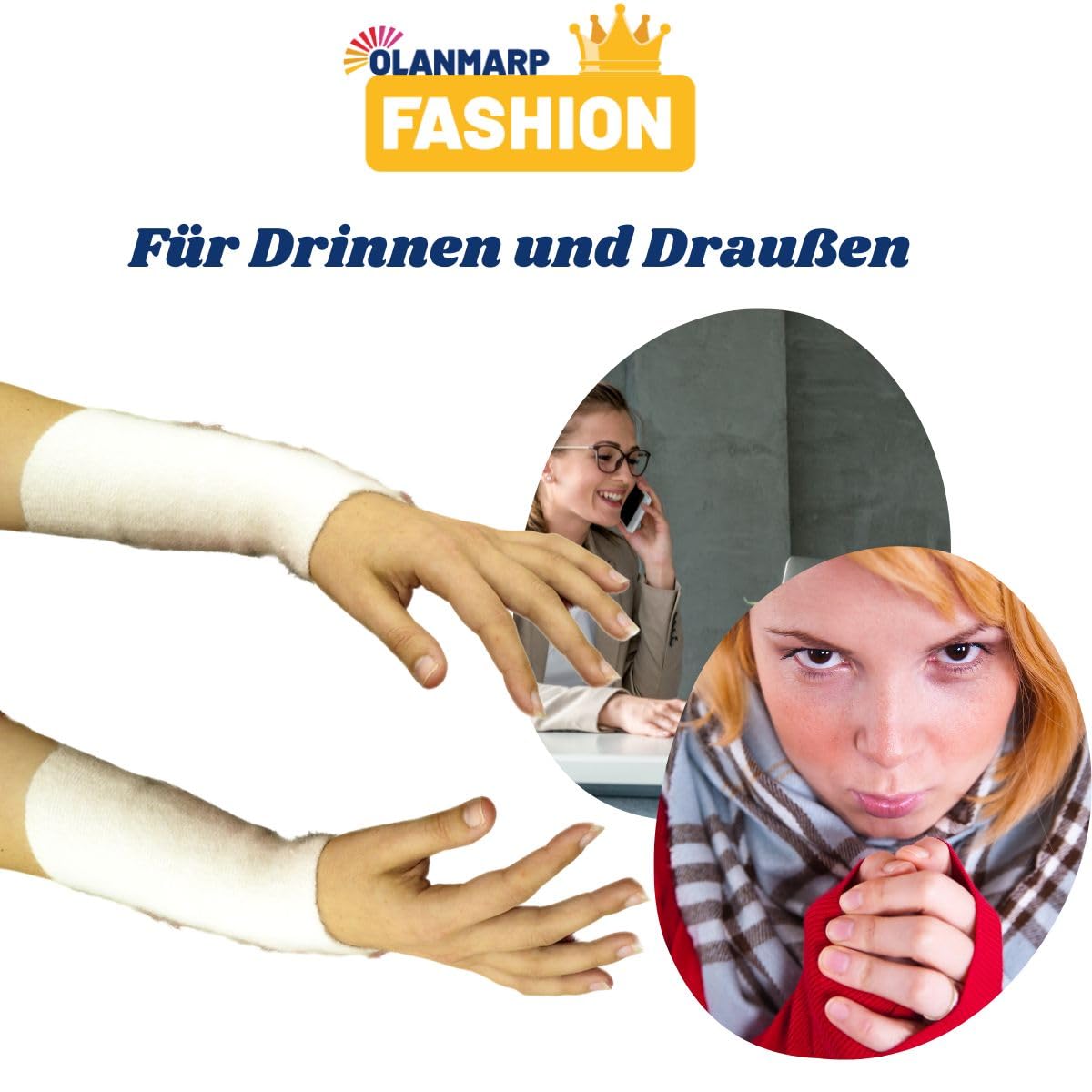Fashion Angora Chauffe-pouls pour soulager la douleur (paire) – Qualité supérieure – Protégez et réchauffez vos bras, poignets avec de la laine naturelle angora de couleur blanche – Fabriqué