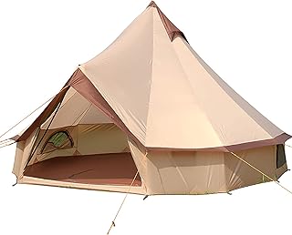 Tenda de sino redonda 4m Tenda de sino com porta de malha com zíper e janelas ao ar livre à prova d'água grande tenda de lona tenda yurt 3-10 pessoas barraca de acampamento familiar glamping