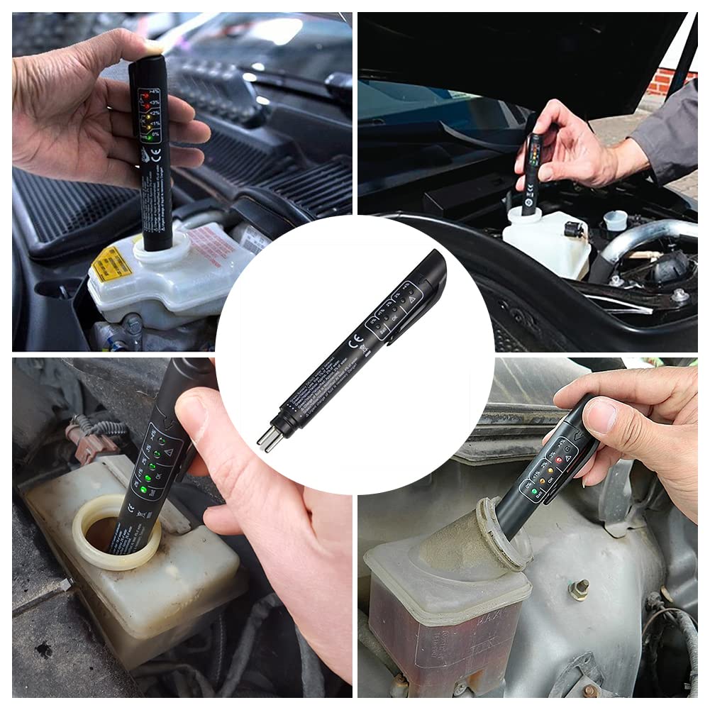 Test Fluido Freni,Brake Fluid Tester,Tester Liquido,Tester Liquido Freni,Fluido Freno Test,Tester Olio Freni,Penna Tester Liquido Freni,5 LED Indicatore,Strumento Test per Auto per DOT3,DOT4,DOT5