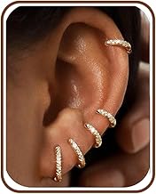 5 Pairs Women's Silver Hoop Earrings – Set of Small Hoop Earrings, Hypoallergenic 14K Gold Plated Earrings, Cubic Zirconia Gold Hoop Earrings for Men Girls 6/7/8/9/10 mm