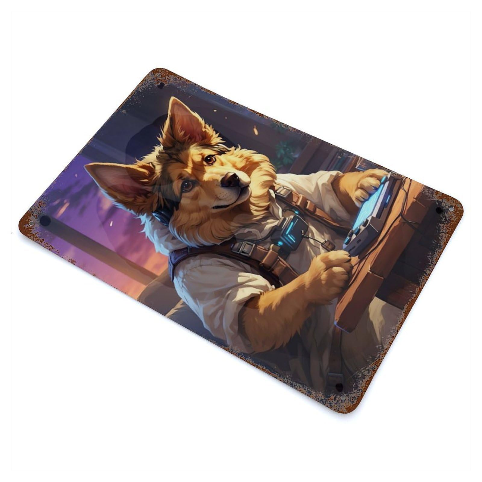 Rust Effect German Shepherd Weathered Tin Sign 11.8"x7.9", Retro Wall Decor for Garage, Bar And Workshop Decor
