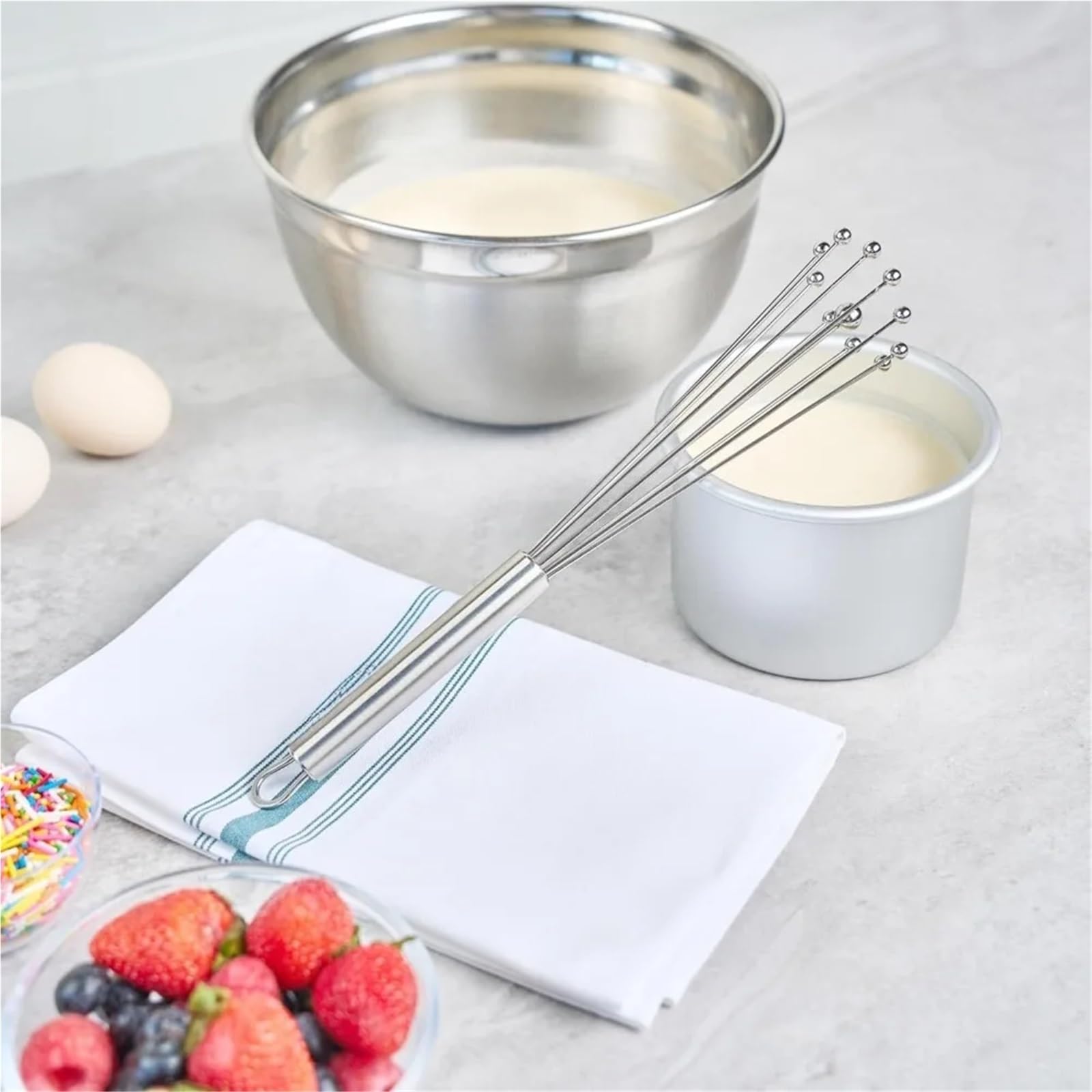 3 stücke 10/12 Zoll Manuelle Schneebesen Edelstahl Ball Mixer Leicht Zu Reinigen Wiederverwendbare Metall for kochen Mischen Küche Gadgets Für Küche