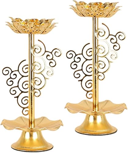 FOMIYES Lámpara de mantequilla para decoración del hogar, soporte de lámpara de mantequilla, portavelas votivo de flores, 2 unidades, portavelas de