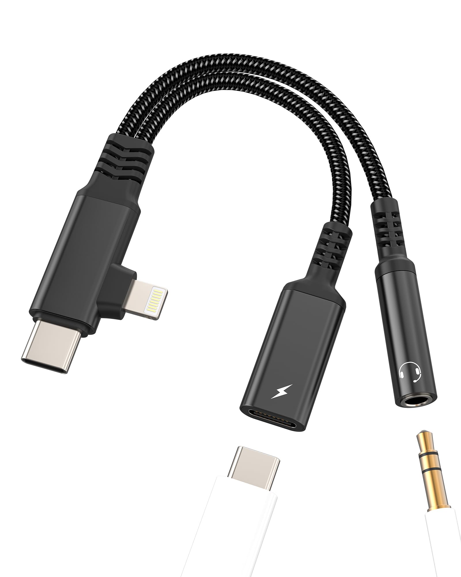 Amazon.com: Lightning USB C to AUX Audio Charger Splitter(2in1
