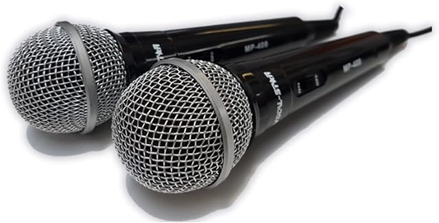 Vocal-Star 2x Wired Karaoke Microphones with 3m Cable - Perfect for Singing (MP-408B)