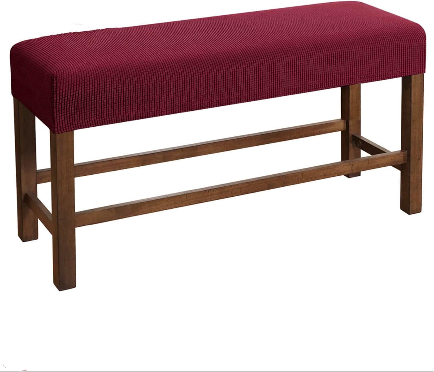 Stretchable Rectangle Bench Covers & Dining Chair Slipcovers – Soft, Removable, Washable Jacquard Fabric – Anti-Dust Seat Protector for Living Room, Kitchen, Bedroom (Burgunday, Large)