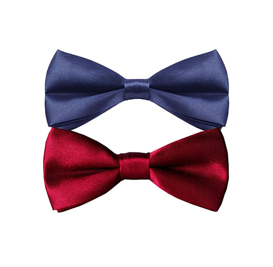 Sorella'z Boys Satin Navy Blue & Maroon Bowtie Combo