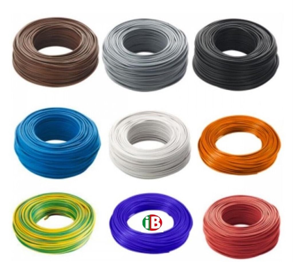 Cavo elettrico unipolare cordina varie sezioni bobina da MT 100 (1x4, Grigio)