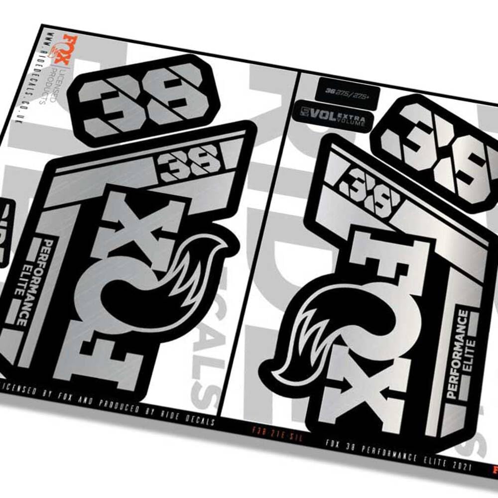 Decalcomanie Forcella Fox 38 Performance 2021, Colore Argento Metallizzato, Ufficiali Con Licenza Fox