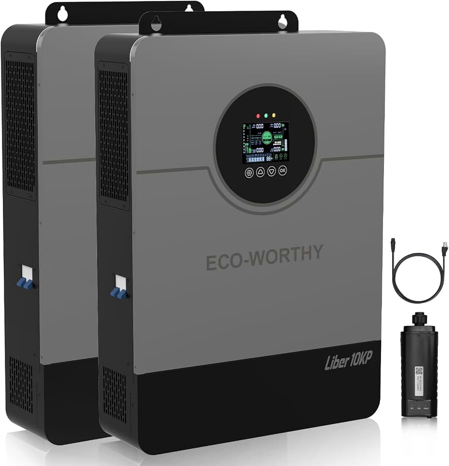 ECO-WORTHY Liber 20000W Solar Inverter 48 Volt Inverter Pure Sine Wave UL1741,120V/240V Single/Split-Phase,Support Parallel,Built-in 2 MPPT Solar Controllers,Solar Inverter Charger for Home Off Grid