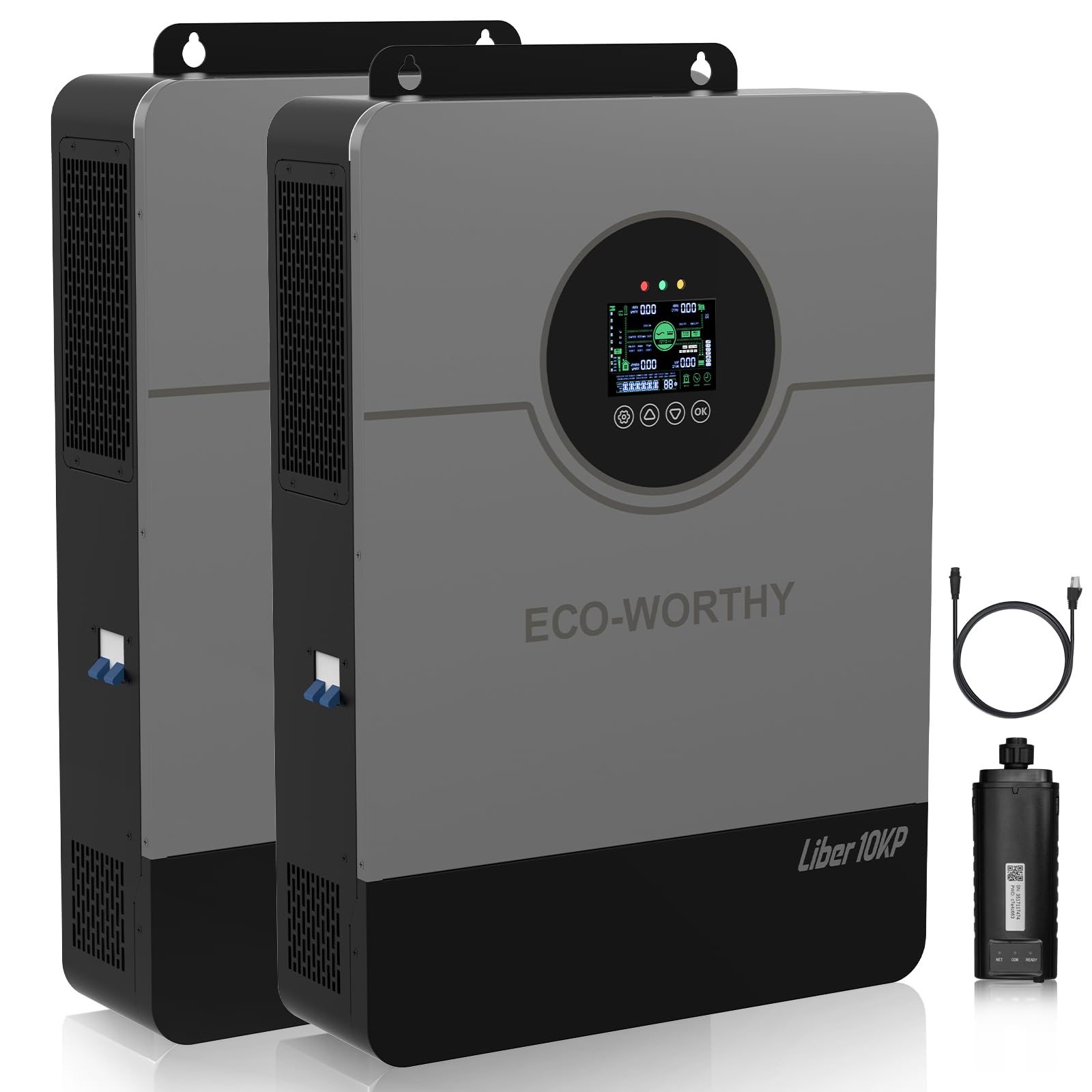 ECO-WORTHY Liber 20000W Solar Inverter 48 Volt Inverter Pure Sine Wave UL1741,120V/240V Single/Split-Phase,Support Parallel,Built-in 2 MPPT Solar Controllers,Solar Inverter Charger for Home Off Grid