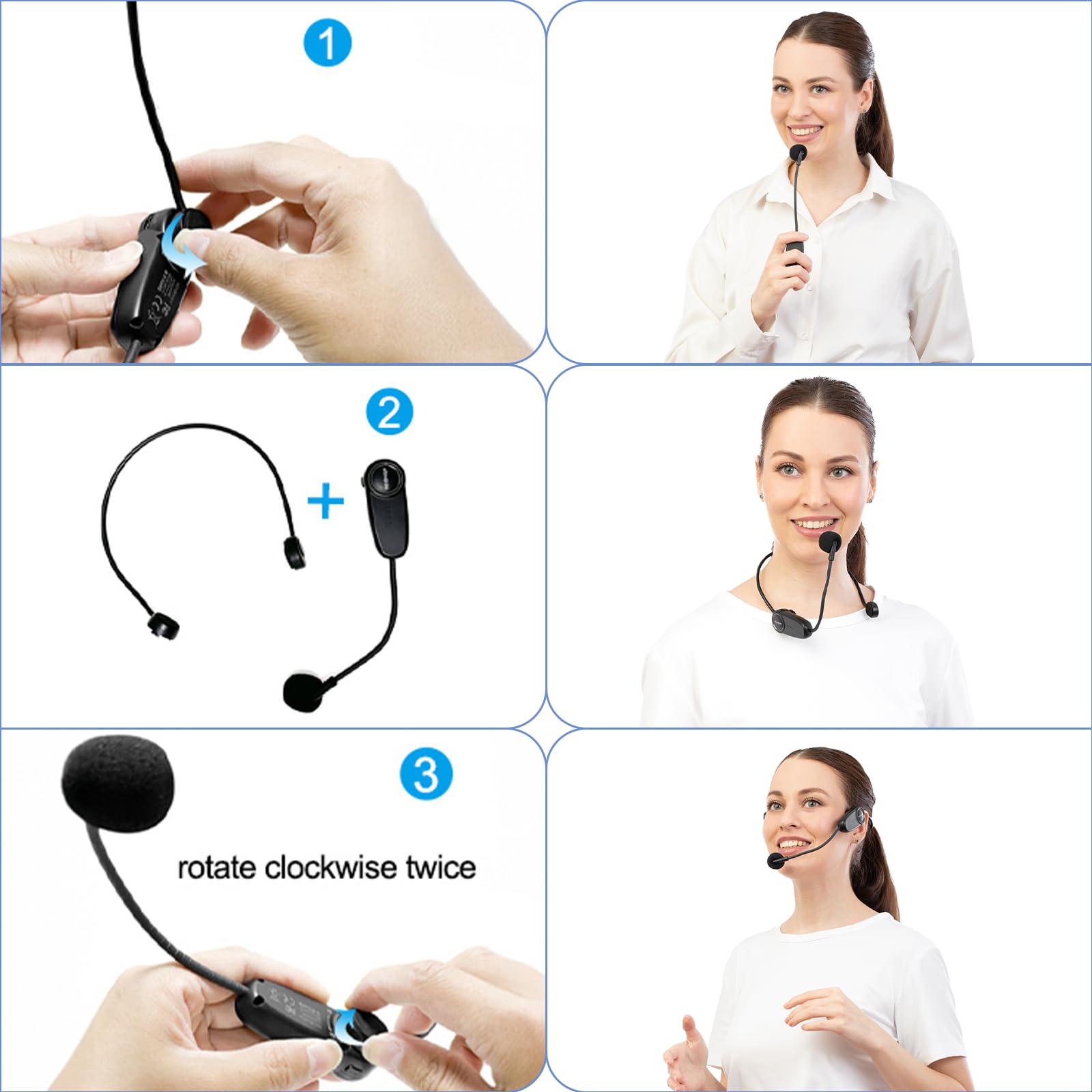 Mini amplificateur de voix sans fil avec deux microphones Bluetooth, haut-parleur mégaphone portable, système de sonorisation rechargeable pour l'enseignement, petit haut-parleur rechargeable