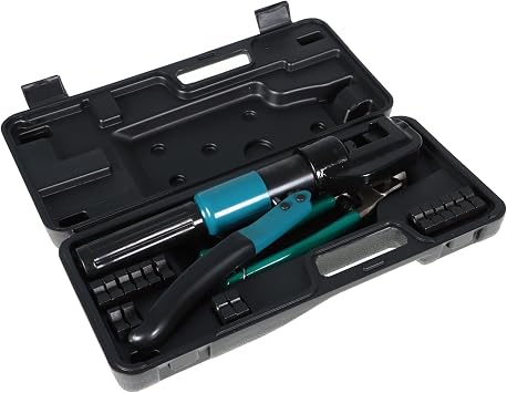 10 Ton Hand Operated Hydraulic Crimper Crimping Tool, Battery Lug Terminal Cable Crimping Tool Wire Swaging Tool with 9 Pair Dies Set and Stainless Steel Cable Cutter