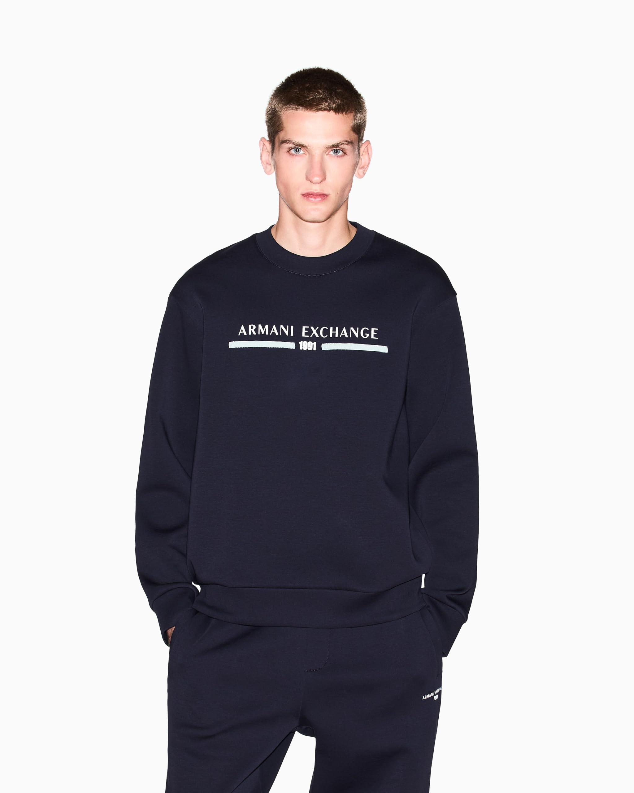 Armani Exchange Center Chest Logo Crewneck Maglia di Tuta Uomo