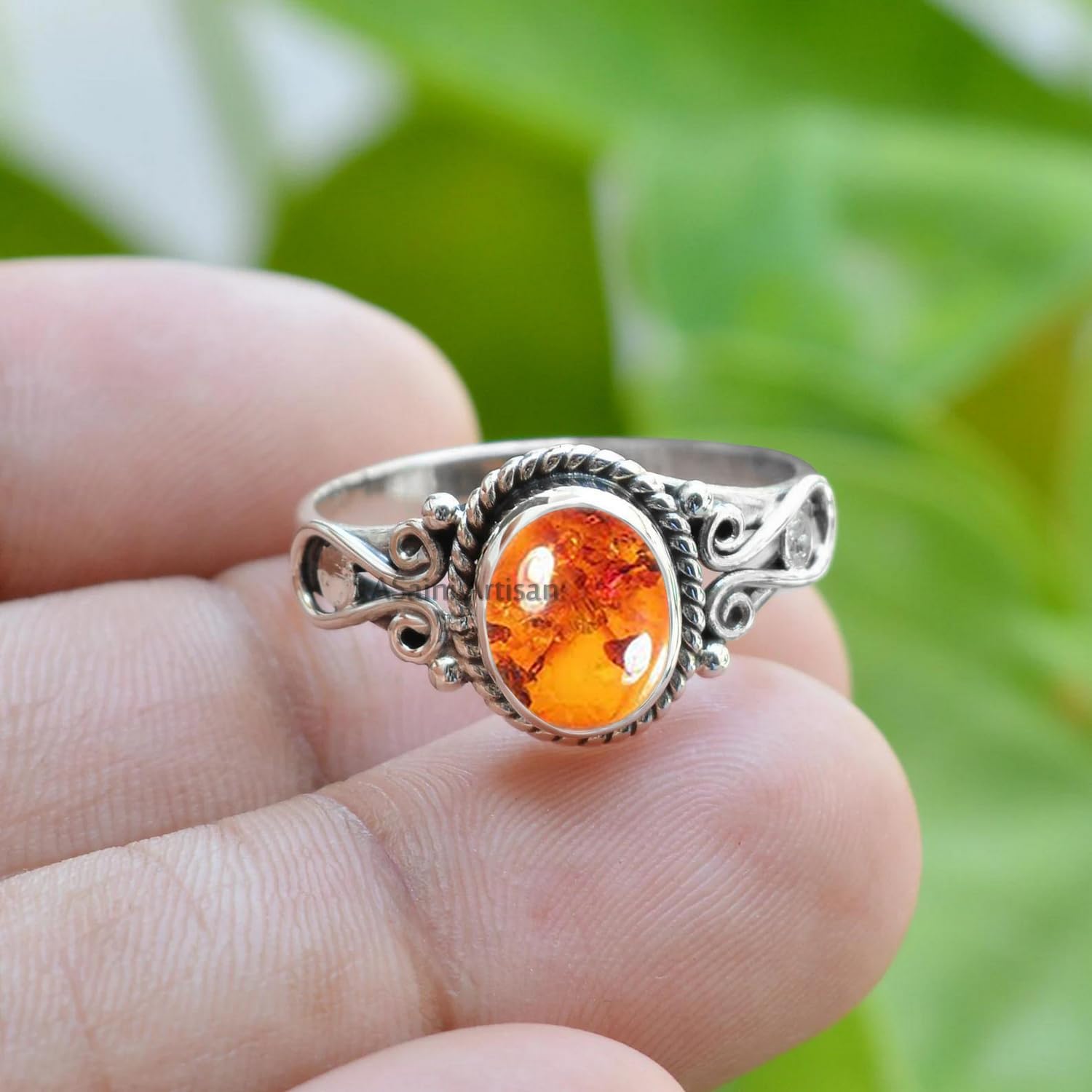 Handmade 925 Sterling Silver Rings with 6x8 Oval Natural Gemstones - Image 4