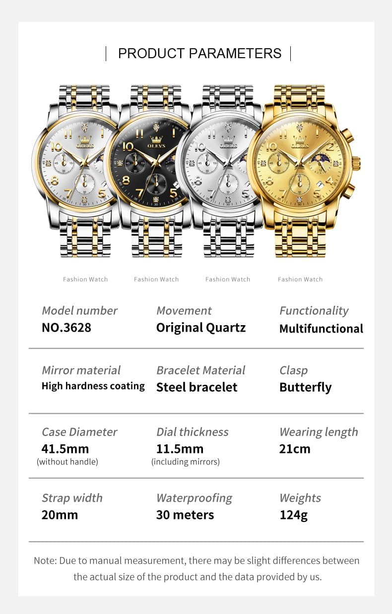 OLEVS Watches for Men Luxury Analog Waterproof Stainless Steel Casual Big Face Chronograph Classic Fashion Roman Numeral Quartz Date Men's Wrist Watches Reloj para Hombre - Image 6