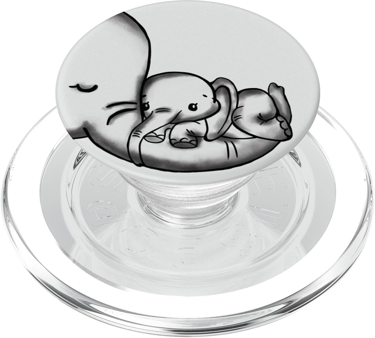Cute Mom Elephant Holding Baby Elephant Beautiful Phone Grip PopSockets Grip and Stand for Phones and Tablets PopSockets PopGrip for MagSafe