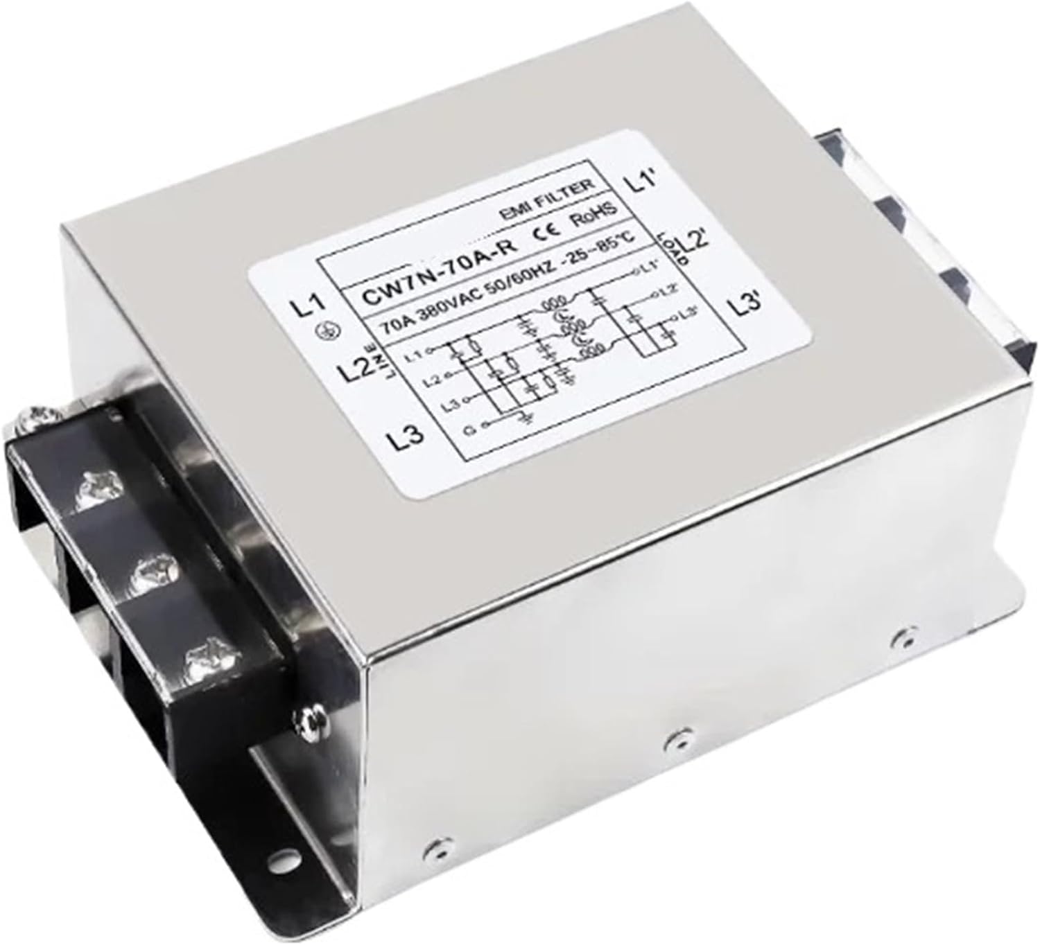 1pcs CW7N-70A-R EMI Purification Power Filter Three-Phase Three-Wire Anti-Interference AC 380V 70A