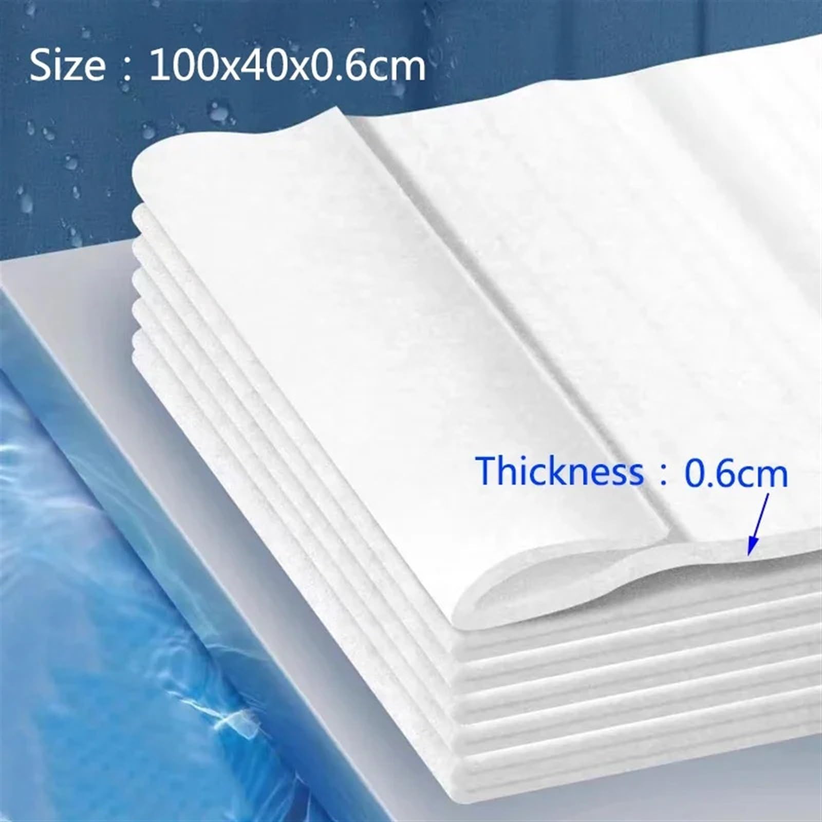Almohadilla de Esponja para Filtro de Acuario, 1 Uds Filtro for Estanque Medios for Acuario Hilo Dental Esponja de Espuma Blanca 100x40x0,6 cm