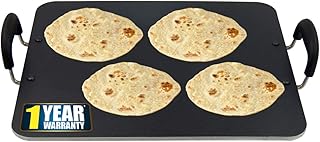 IBELL PT3833 Non Stick Tawa, Dosa Roti Chapati Pathiri Tawa, Large Rectangular Aluminium Body, 38cm x 33cm with 5mm Thickness (Black)