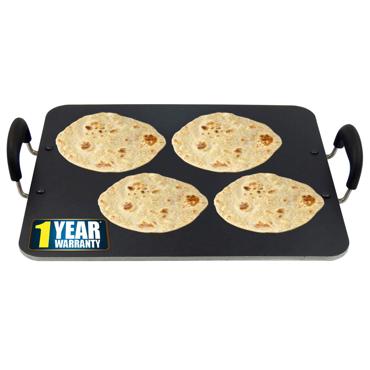 IBELL PT3833 Non Stick Tawa, Dosa Roti Chapati Pathiri Tawa, Large Rectangular Aluminium Body, 38cm x 33cm with 5mm Thickness (Black) IBELL PT3833 Non Stick Tawa, Dosa Roti Chapati Pathiri Tawa, Large Rectangular Aluminium Body, 38cm x 33cm with 5mm Thickness (Black)