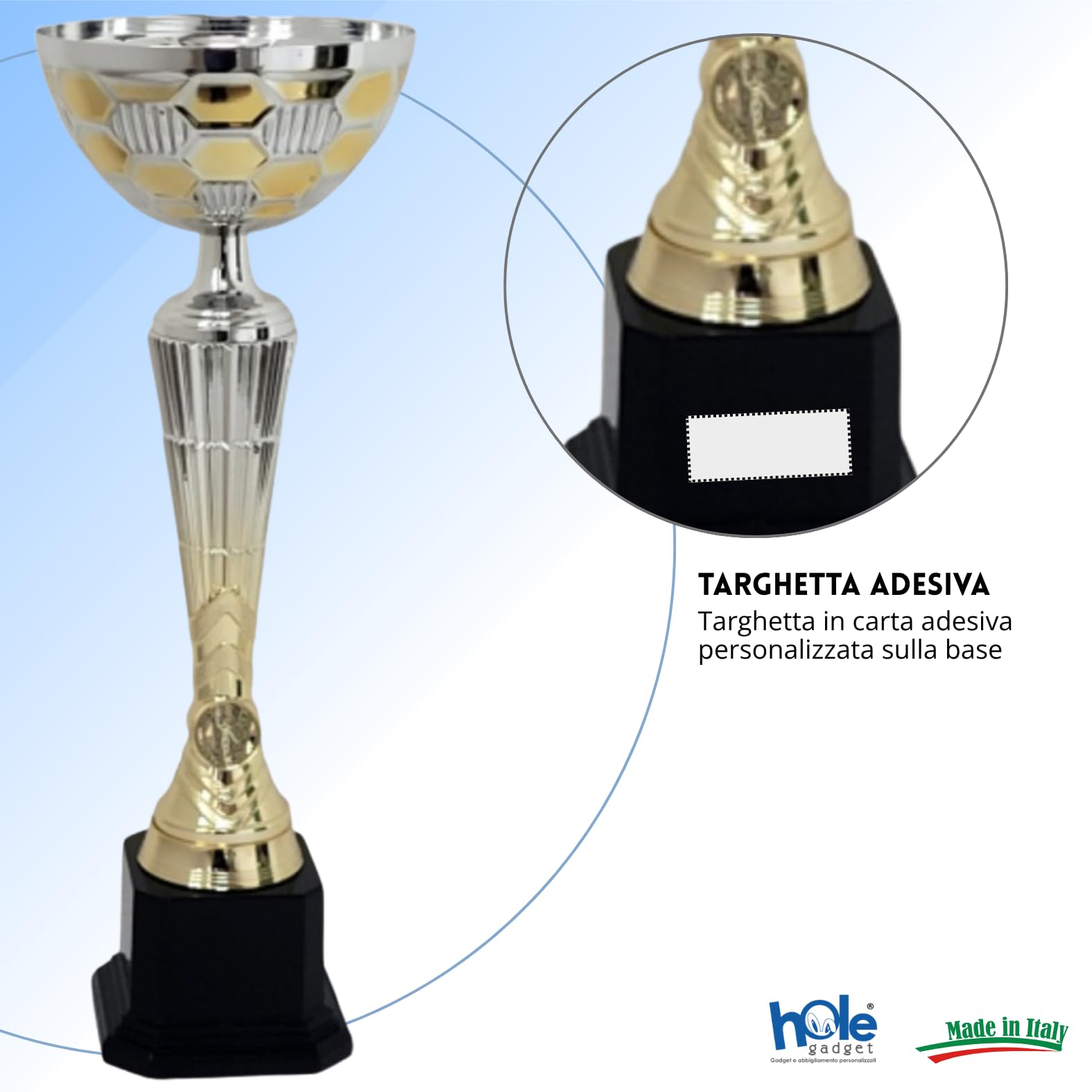 Coppa Trofeo Personalizzati, Premiazioni Singole o in Set Completi, Sportivi per Eventi, Calcio, Fantacalcio, Basket, Padel, Personalizzabile su Targhetta cod. 10.061