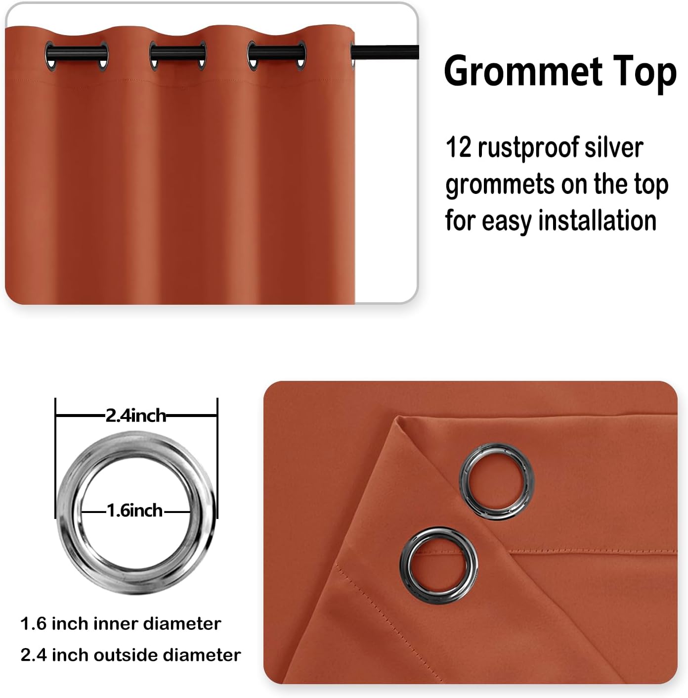 DWCN Fall Blackout Curtains for Bedroom with Tiebacks - Room Darkening Privacy Grommet Top Window Curtains for Living Room, 70 x 84 inch Length,Caramel,Set of 2 Panels