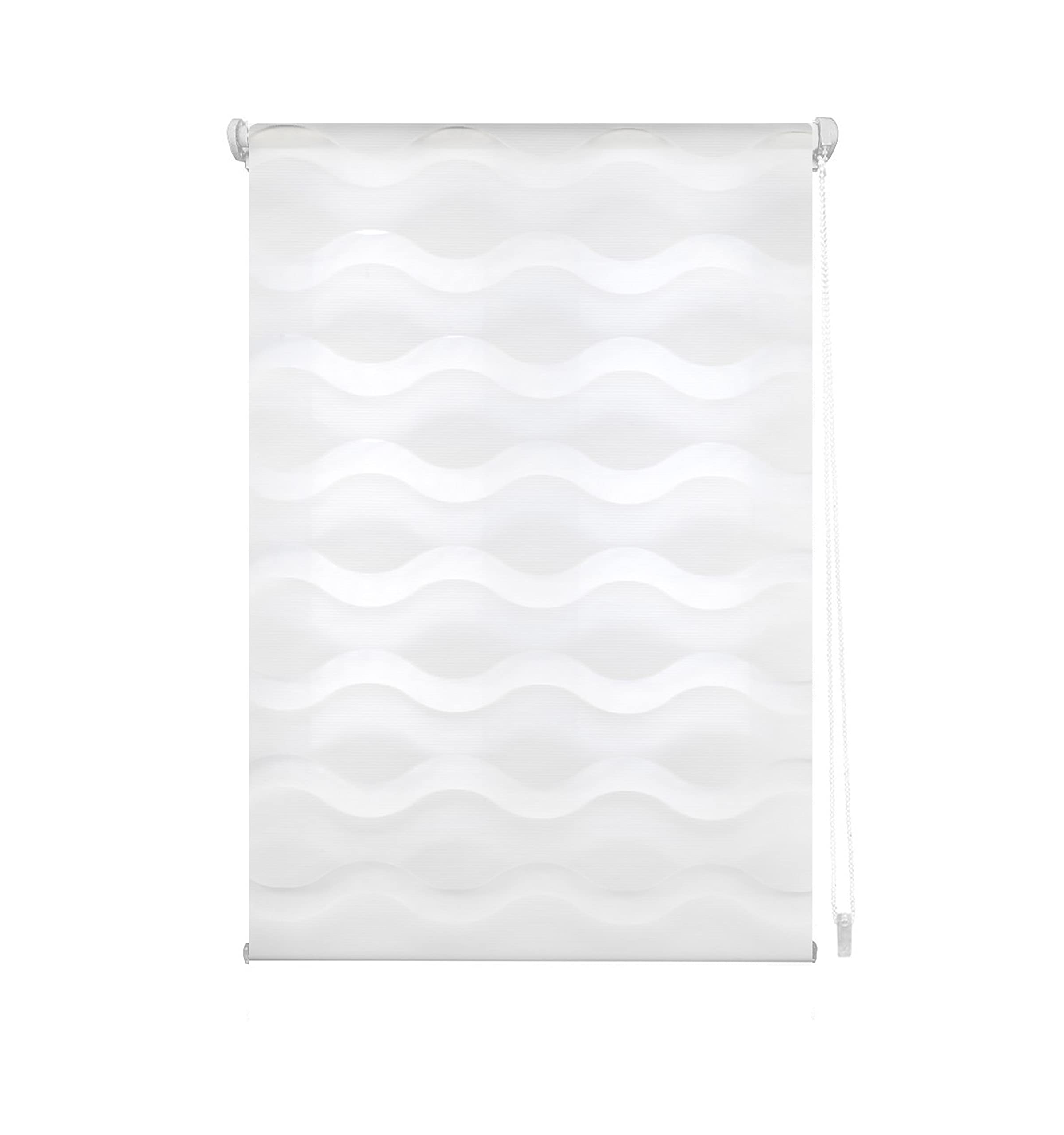 Blindecor Moon Double Layer Roller Blind for Night and Day White, 52 x 150 cm (width x length) - Image 2