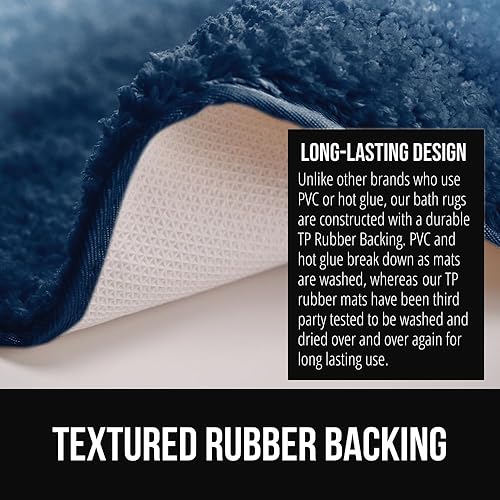 Miniatura 3 de GORILLA GRIP Alfombras de baño de felpa ultra suaves con respaldo de goma texturizada, absorbente, de secado rápido, lavables a máquina, accesorios