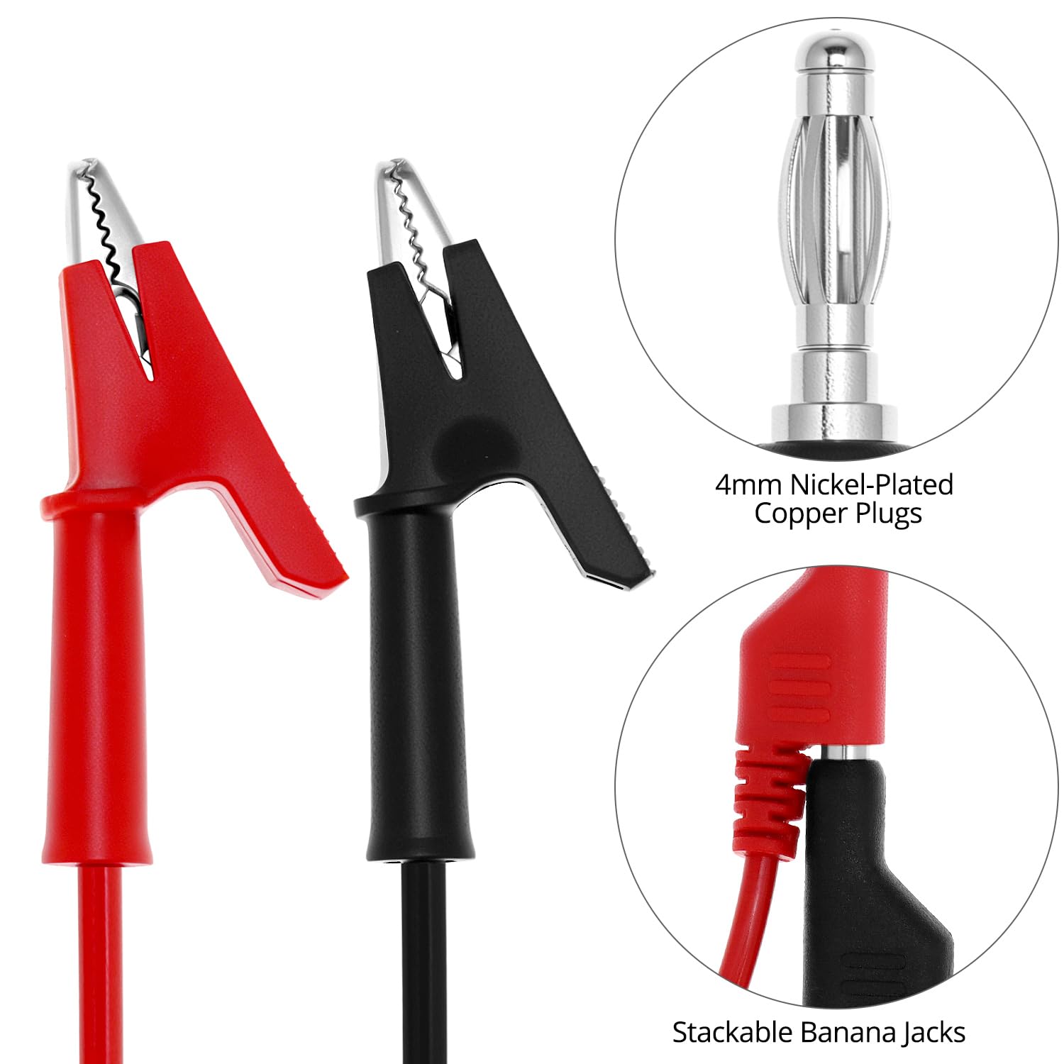 QWORK® Zestaw końcówek multimetru, kabel testowy z wtyczką bananową 1 m, końcówki krokodylkowe, wymienne igły